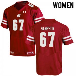 Women's Wisconsin Badgers NCAA #67 Cormac Sampson Red Authentic Under Armour Stitched College Football Jersey MI31J07VR